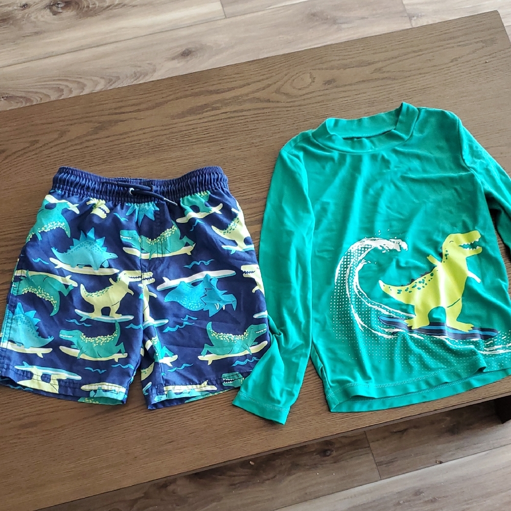 Carter's Teal and Navy Dinosaur Rashguard Set